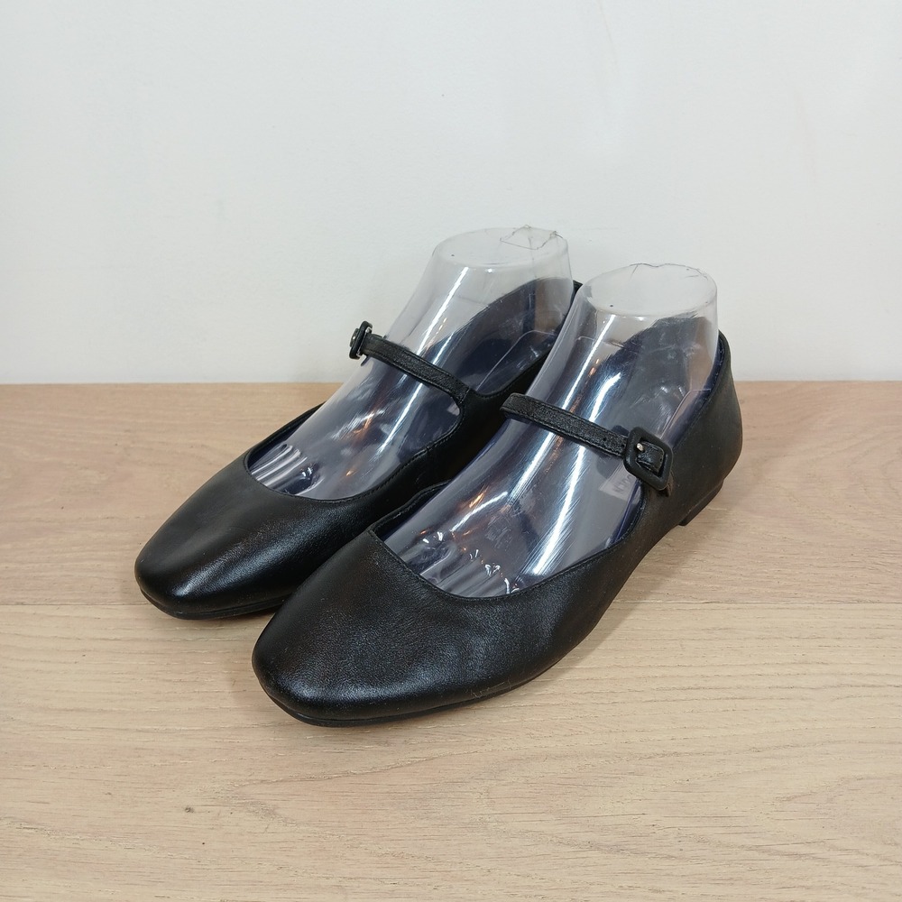 Steve Madden Mary Jane Flats Women 8.5 Black Leather Buckle Strap Collegiate